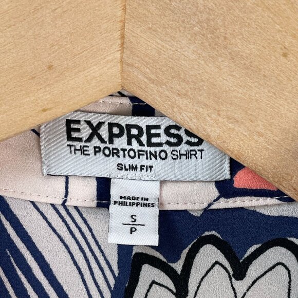 Express Portofino Shirt Womens Small Slim Fit Floral Button Up Blouse - Picture 3 of 7